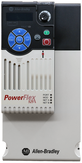 AB Allen-Bradley 
 ENET LINK 
 LEtherNet/ip 
 FAULT 
 Esc 
 Sel 
 PowerFlex 
 PORT 
 MOD . 
 NET A . 
 NET B O 
 A.B 
 Allen-Bradley