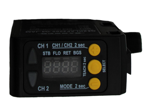 www.bannerengineering.com 
 100748752 
 SELECT 
 SRS Legacy # / CRef: 
 TEACH 2 sec 
 Q5XKLAF2000-Q8-JAM 
 MODE 2 sec 
 100748752 
 STB FLO RET BGS 
 CH 2 
 CH 1 CH1 / CH2 2 sec 
 PHOTOEYE - ADJUSTABLE FIELD LASER- JAM 
 - 809462