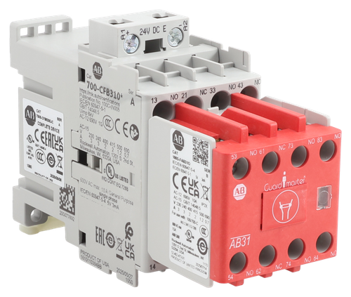 24V DC E 
 NO 
 5+ 
 NO 43 
 NO 
 NC 33 
 NO 83 
 NO 21 
 Ser 
 13 
 700-CFB310* 
 A 
 NO 61 
 https://rok auto/certifications 
 Publication No. 100C-IN005 
 53 
 IECIEN 60947-5-1 
 AB 
 GBIT 14048.5 
 Vimo 6KV 
 AC-12 690V 10 
 CAT 
 SER 
 AC-15 
 230 240 400 415 500 690 
 ECIEN 60947-5-1 
 A 
 3 
 2 2 1,2 0,7 
 COMPLETE DEVICE 
 Rockwell Automation, 1201 S. 2nd St 
 CELKX 
 CEFALEA 
 AC-12 690V 10A 
 IPZX 
 AC-15 GB/T 14048.5 
 LISTED 
 V 230 240 400 415 500 690 
 ℮ 
 A 3 3 2 2 12 
 For use with 100/700℃ 
 600V AC max 10A General Purpose 
 NO CONTEOTSR 
 single phase 
 ECIEN 60947-5-4 5V 3mA 
 e 
 Rockwell Automation 
 1201 S 2nd St, Milwaukee, WI 
 53204 USA 
 54 
 205677892 
 PRODUCT OF UNITED KINGDOM 
 14 
 PRODUCT OF USA 
 1610110394BB 
 2025/05/27 
 1050 
 Cuaro matei 
 100S-FAB310 
 SER 
 IECIEN 60947-5-4 
 AB 
 Milwaukee, WI, 53204, USA 
 NO 
 BUL US LISTED 
 NO 84 
 IND.CONT.EQ 7288 
 AB31 
 NC 74 
 NO 62 
 52-402-473-01 
 20036/07/14 
 AB 
 NC 73 
 Cat 
 CAT