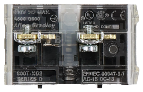 600V ~MAX. 
 A600 Q600 
 CUL 
 SÃO CE 
 Alles Bradley 
 LISTED 
 ATSIND. CONT. EC 
 800T-XD2 
 SERIES D 
 EN/IEC 60947-5-1 
 AC-15 DC-13