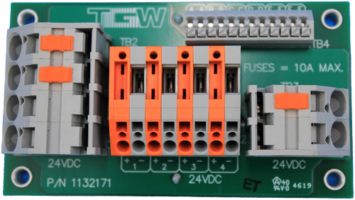 TW 
 TB2 
 IB4 
 FUSES = 10A MAX. 
 2 
 24VDC 
 + 
 - 
 1 
 + 
 2 
 + 
 3 
 - 
 + 
 4 
 - 
 24VDC 
 P/N 1132171 
 24VDC 
 ET 
 148 4619