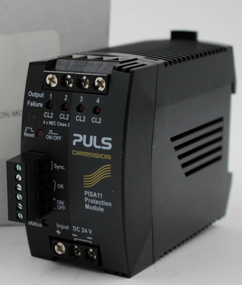 100772253 
 Output 1 
 2 
 4 
 Failure 
 SRS Legacy # / CRet: 
 CL2 
 CL2 
 CL2 CL2 
 1145173 
 4 x NEC Class 2 
 ON/OFF 
 PULS 
 Rese 
 100772253 
 DIMENSION 
 PWS. 24V. 4 OUTPUTS, CLASS 2 PROTECTION M 
 Sync. 
 JOK 
 PISA11 
 + ONI 
 Protection 
 Module 
 OFF 
 Status 
 Input DC 24 V 
 -