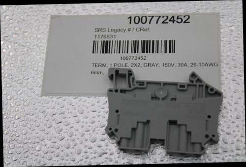 100772452 
 SRS Legacy # / CRef: 
 1176631 
 100772452 
 TERM, 1 POLE, 2X2, GRAY, 150V, 30A, 26-10AWG 
 6mm,