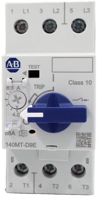1 L1 3 L2 
 5 L3 
 AB 
 TEST 
 TRIP 
 Class 10 
 6.3 A 
 4.0 
 88A >> 
 140MT-D9E 
 2 
 T1 
 4 
 T2 
 6 
 T3
