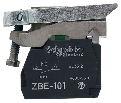 Schneider 
 JElectric 
 .3 NO .4 
 00 23512 
 Ith 10 A 
 A600-Q600 
 ZBE-101 
 BE