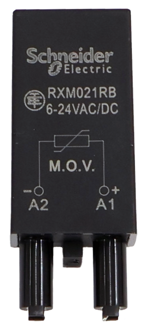 bneider 
 RXM021RB 
 6-24VAC/DC 
 M.O.V. 
 A2