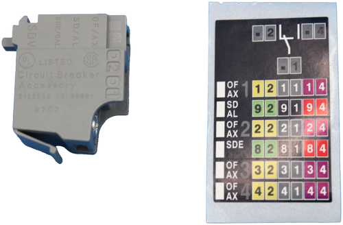 OF/AX 
 SD/AL 
 SDE/OAL 
 SDV (S 
 2 
 UL) LISTED 
 SP 
 Circuit Breaker 
 Accessory 
 OF 
 AX 
 1 2 
 1 
 1 
 1 
 4 
 E103955 LR 69681 
 8707 
 SD 
 AL 
 9 2 
 9 
 1 
 9 
 4 
 OF 
 AX 
 2 
 2 
 2 
 2 
 1 
 2 
 4 
 SDE 
 8 
 2 
 8 
 1 
 8 
 4 
 OF 
 AX 
 3 
 2 
 3 
 1 
 3 
 4 
 OF 
 AX 
 4|2 
 4 
 1 4 
 4