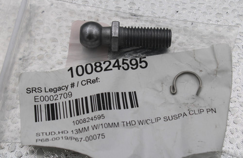 100824595 
 SRS Legacy # / CRef: 
 E0002709 
 100824595 
 STUD,HD 13MM W/10MM THD W/CLIP SUSPA CLIP PN 
 P68-0019/P67-00075