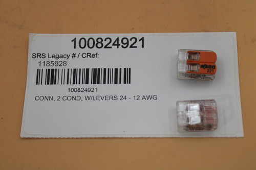 100824921 
 SRS Legacy # / CRef: 
 1185928 
 WAGO 
 221 
 100824921 
 CONN, 2 COND, W/LEVERS 24 - 12 AWG