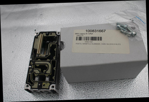 VINO. 
 ESTO 
 Screw mo 
 sto St 
 to SE & Co. KG DE-73734 Esslingen 
 : www.festo.com/sp 
 69365.02 
 213286 
 100831667 
 SRS Legacy # / CRef: 
 546215 
 100831667 
 FESTO, MANIFOLD SUBBASE, VABV-S4-2HS-G18-2T2 
 O 
 O 
 O 
 O