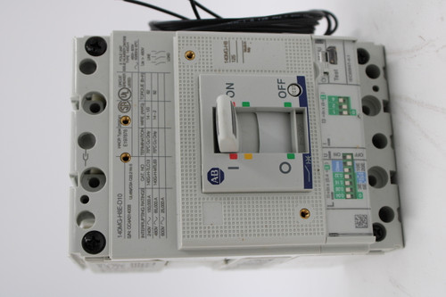 140MG-H8E-D10 
 HACR Type 259041 
 S/N: CC4A014008 
 E197878 
 CIRCUIT 
 3 POLE UNIT 
 BREAKER |ISSUE NUMBER DW7906 
 UL489/CSA C22.2 No 5 
 LISTED 
 TYPE 140G-H 
 480V-600V 
 INTERRUPTING RATINGS 
 CAT. NO 
 60/60Hz 40 ℃ 
 TERMINATION WIRE (AWG) |TORQUE (Ib-in) 
 240V ~ 150,000 A 
 140G-H-TLC13 
 75℃ Cu Only 
 Ue > 480V 
 14-1/0 
 62 
 480V ~ 65,000 A 
 LINE 
 140G-H-MTL63 
 75℃ Cu Only 
 14-2 
 62 
 600V~ 25,000 A 
 LOAD 
 .......... 
 ........... 
 ............................................ 
 ... 
 .......... 
 ... 
 10 
 ... 
 ..... 
 AB 
 ......... 
 ... 
 ... 
 ......... . 
 .......... 
 ON 
 140MG-HB 
 .......... 
 .......... 
 125 
 ......... . 
 .......... 
 .......... 
 Mad 
 .......... 
 .......... 
 .......... 
 .......... 
 OFF 
 ......... 
 ....... . ..... 
 TEST 
 In= 100A 
 .......................................... 
 .............................................. 0 
 L 
 11=In x (0.4 +) U 
 13 =In x (6+E]) 
 G 
 - 
 12 
 Test 
 0.04 
 0.08 
 ON C 
 0.32 
 IEC60947-4-1 
 @ 0.16 
 0 
 3E .. " 10E 
 5E 20E 
 OFF