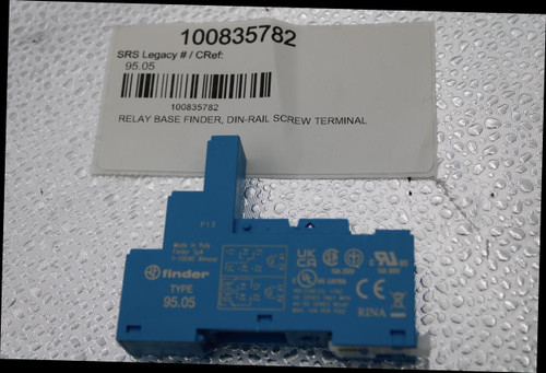 100835782 
 SRS Legacy # / CRef: 
 95.05 
 100835782 
 RELAY BASE FINDER, DIN-RAIL SCREW TERMINAL 
 P13 
 Wade in Waly 
 Finder Sol 
 1-10040 Almese 
 finder 
 TYPE 
 CE 
 95.05 
 RINA