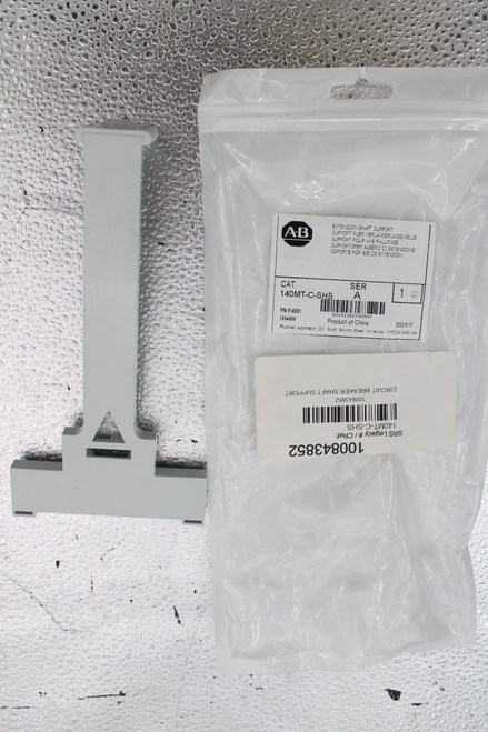 EXTENSION SHAFT SUPPORT 
 A.B 
 SUPPORT FUER VERLANGERUNGSWELLE 
 SUPPORT POUR AXE RALLONGE 
 SUPPORTOPER ALBERO DI ESTENSIONI 
 SOPORTE POR EJE DE EXTENSION 
 CAT 
 SER 
 140MT-C-SHS 
 A 
 PN-514081 
 1034956 
 00191326740944 
 Product of China 
 2023/5/17 
 Rockwell Automation, 1201 South Second Street, Milwaukee, WI53204-2496,USA 
 CIRCUIT BREAKER SHAFT SUPPORT 
 100843852 
 140MT-C-SHS 
 SRS Legacy # / CRef: 
 100843852