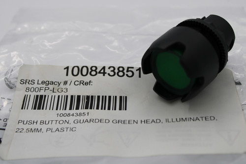 100843851 
 SRS Legacy # / CRef: 
 800FP-LG3 
 100843851 
 PUSH BUTTON, GUARDED GREEN HEAD, ILLUMINATED, 
 22.5MM, PLASTIC