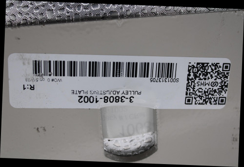 3-3808-1002 
 PULLEY ADJUSTING PLATE 
 OMHS 
 R:1 
 S001313705 
 WO# 0 00 5/2/23