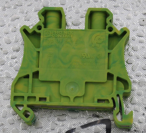 CONTACT 
 Typ UT 6 PE 
 IEC 60947-7-2 
 6mm 2 
 KEMA 04ATEX2 
 JECE x KEM 06 0027 U 
 Ex eb IIC Gb AEx e LIC Gb Cl | Zn 1 
 100857147 
 SRS Legacy # / CRef: 
 3044157 
 100857147 
 GROUND TERMINAL BLOCK