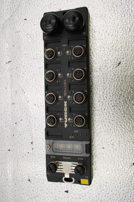 X2 
 X1 
 PWR 
 8 
 C4 
 0 
 CO 
 TA 
 Port 5 
 Port 1 
 9 
 1 
 10 
 C5 
 C1 
 2 
 VA 
 Port 2 
 Port 6 
 3 
 O 
 11 
 LO 
 12 
 C6 
 C2 
 4 
 VB 
 TBEN-L5-8IOL 
 Port 3 
 Port 7 
 5 
 13 
 C3 
 6 
 14 
 C7 
 VB 
 Port 4 
 Port 
 7 
 15 
 ERP 
 BU 
 8 
 8 
 O 
 L 
 OETH1 
 Ethernet 
 ETH2 
 P 
 P2