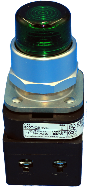 CAT 
 800T-QBH2G 
 SER 
 U 
 UL 
 IND 
 12 ... 130V AC/DC 
 MP NO 
 7376G 
 Rockwell Automation, 1201 $ 2nd St, Milwaukee, WI 53204, USA