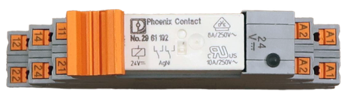 A1 
 A1 
 A2 
 A2 
 24 
 V ... 
 3,0 
 Us 
 8A/250V~ 
 10A/250V~ 
 AgNi 
 Phoenix Contact 
 24V= 
 No.29 61 192 
 11 
 21 
 14 
 24 
 12 
 22