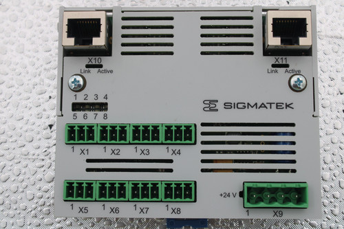 FP 
 X10 
 X11 
 Link Active 
 Link Active 
 1 234 
 SIGMATEK 
 5678 
 1 X1 
 1 X2 
 1 ×3 
 1 ×4 
 +24 V 
 X5 
 1 ×6 
 1 ×7 
 1 ×8 
 1 
 X9