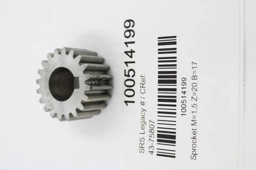 M1.6 720 83 
 100514199 
 SRS Legacy # / CRef: 
 43-75807 
 100514199 
 Sprocket M=1,5 Z=20 B=17