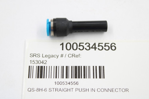 100534556 
 SRS Legacy # / CRef: 
 153042 
 100534556 
 QS-8H-6 STRAIGHT PUSH IN CONNECTOR