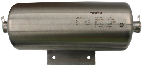 FESTO 
 CRVZS-2 
 160236 
 M 5 
 V 
 21 
 Tmin./max .: - 10/100 ℃ 
 .. 
 PS 
 16 bar 
 PT : 
 24 bar 
 .. 
 ea 
 2,0 mm 
 Fluid Group 2: Air /N2 
 D- 73734 Esslingen 
 TOV
