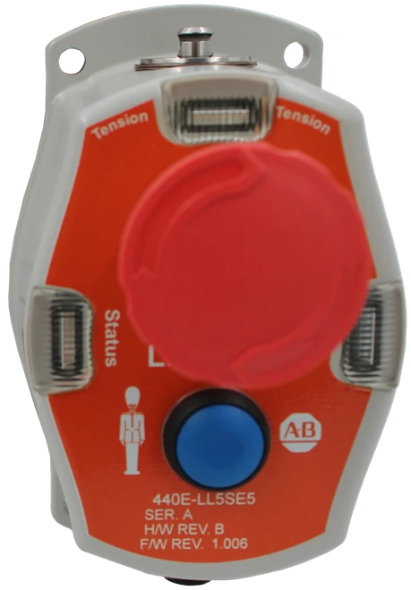 100500114 
 SRS Legacy # / CRef: 
 440E-LL5SE5 
 100500114 
 Tension 
 EMERGENCY PULLCORD SWITCH LIFELINE 5, SINGLE 
 Tension 
 SIDED 
 H/W REV B 
 F/W REV. 1.006 
 ® CE 
 MAT NO. PN-3241.8 
 . - 
 CAT 
 PRODUCT 
 ET OF DOMINICAN REP 
 440E-LL5SE5 
 60133669 
 PLANT 1879 
 00888800074680 
 Status 
 ---------- 
 L 
 O 
 A.B 
 440E-LL5SE5 
 SER. A 
 H/W REV. B 
 F/W REV. 1.006