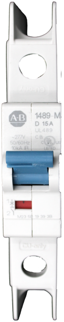 CU-only 
 A-B 
 1489-M 
 D 15 A 
 UL489 
 ~277V 
 C.B. 
 50/60 Hz. c .L) us 
 10 KA JR 
 LISTED 
 M23 58 19 39 3B 
 CU-only