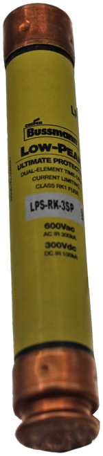 100749841 
 COOPER 
 Bussma 
 LOW-PEA 
 SRS Legacy # / CRef: 
 ULTIMATE PROTECT 
 LPS-RK-3SP 
 DUAL-ELEMENT TIME-De 
 CURRENT LIMITING 
 CLASS RK1 FUSE 
 100749841 
 LPS-RK-3SP 
 FUSE RK1 3 AMP 600V TIME DELAY 
 600Vac 
 AC IF 300kA 
 300Vdc 
 DC IF 100NA 
 000