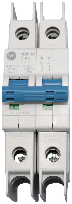 A-B 
 1489-M 
 C 10A 
 UL489 
 -480Y/277V C. B. 
 C.D. (Un ) 
 50/60Hz 
 CYL US 
 10kA IR 
 LISTED 
 N THX 
 P08 3B 1D 1E 2B 
 CU-only 
 CU-only