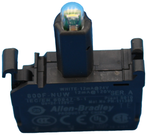WHITE-12mA@24V 
 800F-NUW 12mA@120VSER. A 
 TEC/EN. 8001Z-5-1 MOLHO FR 111918 
 @Allen-Bradley 
 PRODUCT OF CHINA