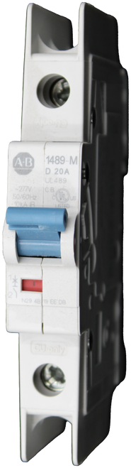 CU-only 
 A-B 
 1489-M 
 D 20A 
 UL489 
 50/60Hz 
 US 
 . 10KA IR 
 LISTED 
 N29 4B 19 EE DB 
 CU-only