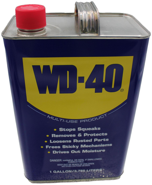 WD-40 
 MULTI-USE PRODUCT 
 Stops Squeaks 
 Removes & Protects 
 Loosens Rusted Parts 
 Frees Sticky Mechanisms 
 · Drives Out Moisture 
 DANGER: HARMFUL OR FATAL IF SWALLOWED. 
 KEEP OUT OF REACH OF CHILDREN. 
 1 GALLON/3.785 LITERS 
 100781251 
 SRS Legacy # / CRef 
 613296 
 100781251 
 490118 1 GAL WD-40, 0613296