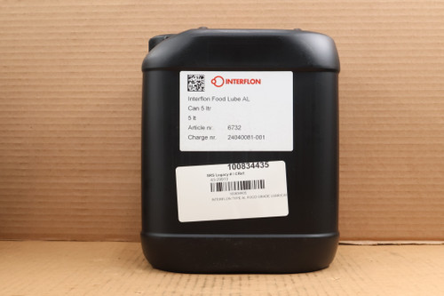 INTERFLON 
 Interflon Food Lube AL 
 Can 5 ltr 
 5 lt 
 Article nr. 
 6732 
 Charge nr. 
 24040081-001 
 100834435 
 SRS Legacy # / CRef: 
 43-29913 
 100834435 
 INTERFLON TYPE AL FOOD GRADE LUBRICAN