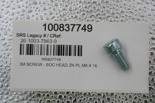 100837749 
 SRS Legacy # / CRef: 
 26-1003-7963-0 
 100837749 
 3M SCREW - SOC HEAD ZN PL M8 × 16