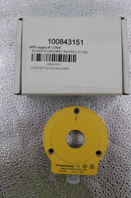 100843151 
 SRS Legacy # / CRef: 
 RI360P0-QR24MO-INCRX2-H1181 
 100843151 
 CONTACTLESS ENCODER 
 TURCK CE YL 
 RI360PO-QR24MO-INCRX2-H1181 
 10 ... 30 VDC 
 Class 2 HBY73