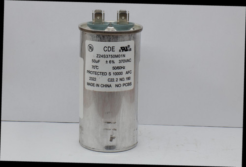 Pb 
 CDE 
 Z24S3750M01N 
 50uF 
 + 6% 370VAC 
 70℃ 
 50/60Hz 
 PROTECTED S 10000 AFC 
 2322 . 
 C22. 2 NO. 190 
 MADE IN CHINA NO PCBS