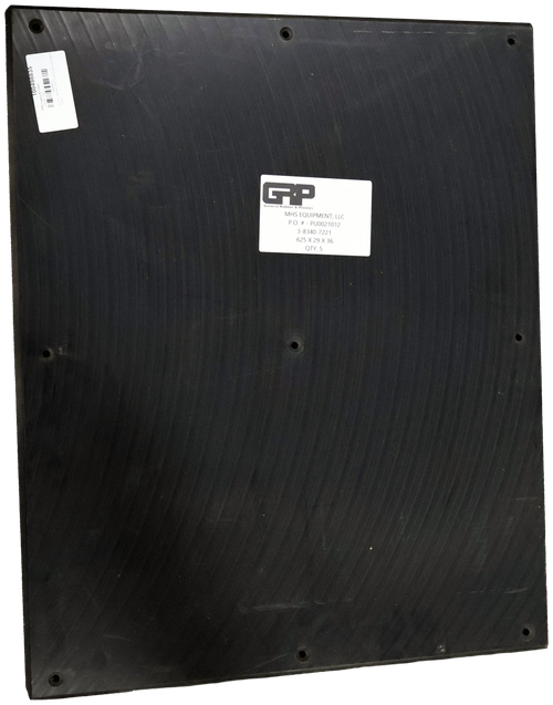 100498835 
 General Rubber 
 uber & Plastics 
 MHS EQUIPMENT, LLC 
 P.O. # - PU0021012 
 3-8340-7221 
 625 X 29 X 36 
 QTY: 5