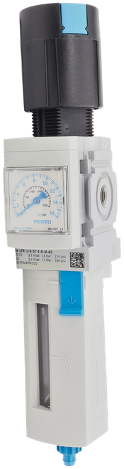 8 
 10 
 100 14 
 12 
 $60 
 14- 
 bar/psi 16 
 FESTO 
 1 bar = 0,1 MPa 
 381 035 15 
 14-LFR-1/8-D7-E-R-M-AS 
 13 
 pl max: 14 bar / 2 
 p2 max: 15 par 210 psi 
 IS7PMXPN102 
 12 bar / 180 psi 
 locked 
 draîr 
 level