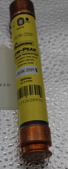 - 
 75-RK-25SP 
 assmann 
 -PEAK 
 PROTECTION 
 MENT TIME-DELAY 
 RENT LIMITING 
 CLASS RK1 FUSE 
 LPS-RK-25SPI 
 K 5 In 
 600Vac 
 AC IR 300KA 
 61712626910