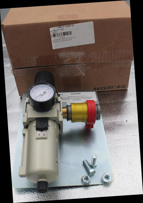 100772072 
 RS Legacy # / CRef: 
 1103388 
 100772072 
 ASY,PNEU-FLTR/REG-3/4 In:3/4 In 40 
 PSI-W/PRV-W/LOCK-140 SCFM 
 88 E2011 : N/A 
 4791 
 CAUTION 
 Operating Pressure: 40 PSI 
 pressures may wed with a Pop-Off Valve. 
 gher air pressures 
 es may cause component damage 
 Filter/Regulator is supplied with a Pop- 
 (45 PSI MAX) 
 T 
 777