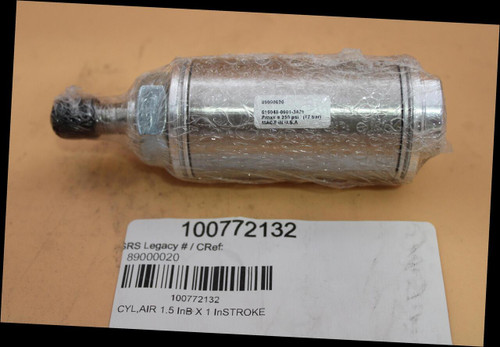 39000020 
 616048-0001-3421 
 Pmax = 250 psi (17 bar) 
 MADE IN U.S.A 
 100772132 
 RS Legacy # / CRef: 
 89000020 
 100772132 
 CYL,AIR 1.5 InB X 1 InSTROKE