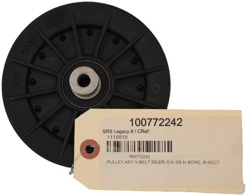 5403 
 0009 
 2.39 
 VIP 
 100772242 
 SRS Legacy # / CRef: 
 1118819 
 100772242 
 PULLEY,ASY V-BELT IDLER, 5 In 3/8 In BORE, B-SECT