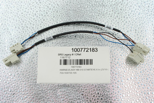 ZONE 
 START 
 100772183 
 SRS Legacy # / CRef: 
 O 
 1167712 
 100772183 
 HARNESS,ASY HB-510 STARTEYE 6 In (2)733-2 
 733-103/733-105