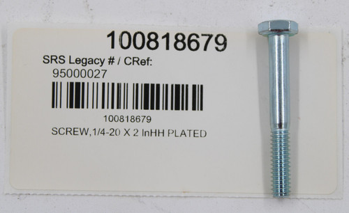 100818679 
 SRS Legacy # / CRef: 
 95000027 
 100818679 
 SCREW, 1/4-20 × 2 InHH PLATED