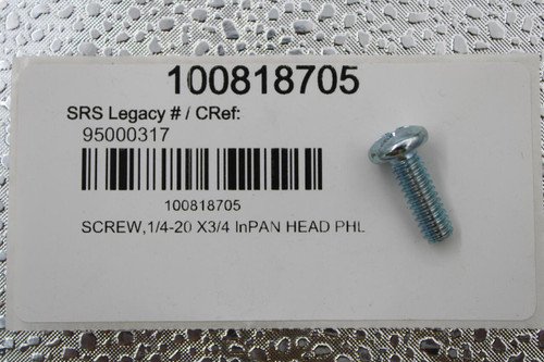 100818705 
 SRS Legacy # / CRef: 
 95000317 
 100818705 
 SCREW, 1/4-20 X3/4 InPAN HEAD PHL