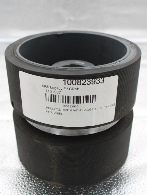 100823933 
 SRS Legacy # / CRef: 
 1101937 
 100823933 
 PULLEY,DRIVE 6 InDIA LAGGED 1-3/16 InBORE 
 FOR V-BELT