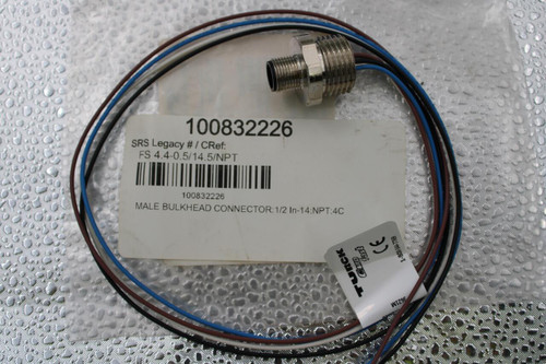 100832226 
 SRS Legacy # / CRef: 
 FS 4.4-0.5/14.5/NPT 
 100832226 
 MALE BULKHEAD CONNECTOR: 1/2 In-14:NPT:4C 
 fast 
 1-800-544-7769 
 TURCK 
 3621M