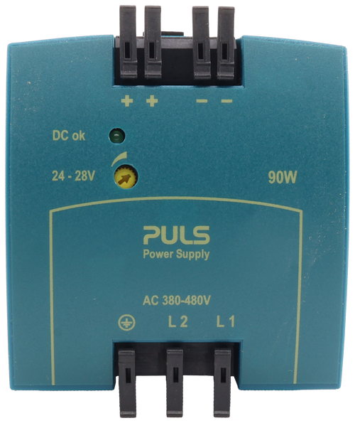 DC ok 
 24 - 28V 
 90W 
 PULS 
 Power Supply 
 AC 380-480V 
 L 2 
 L 1
